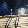 Hazards strips installed on a dock